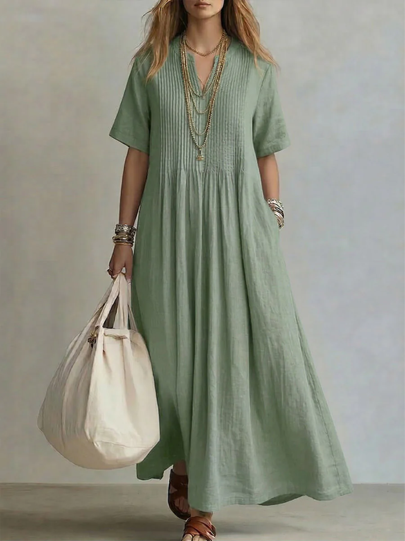 Eleanor | Pleated Flowing Maxi Dress