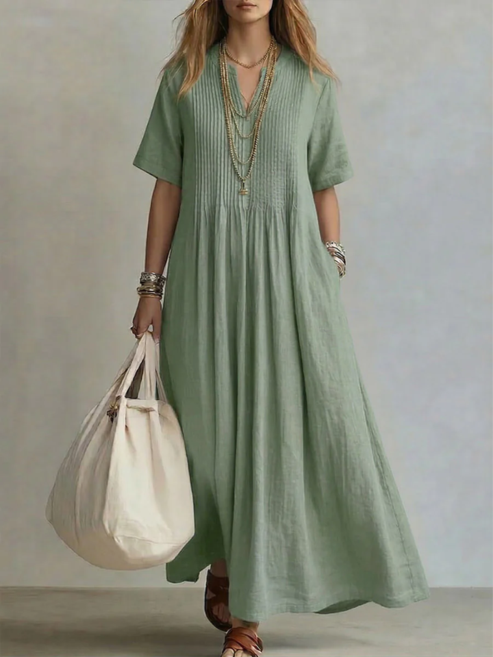 Eleanor | Pleated Flowing Maxi Dress