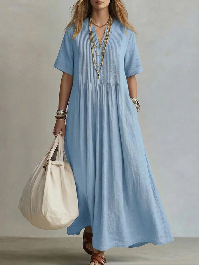 Eleanor | Pleated Flowing Maxi Dress