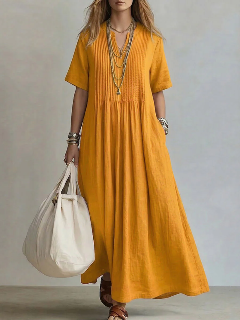 Eleanor | Pleated Flowing Maxi Dress