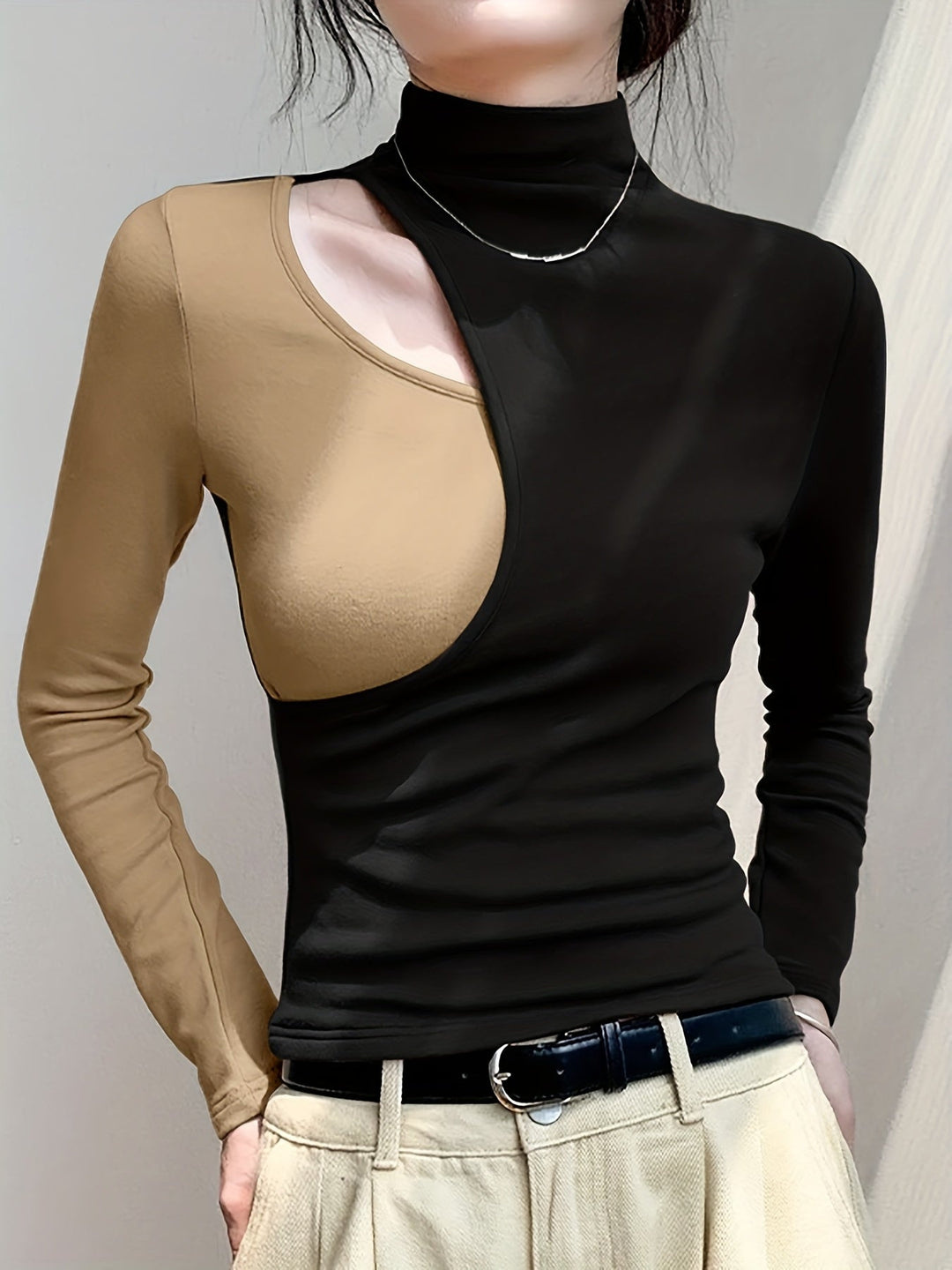 Eliana | Cutout Mock Neck Top