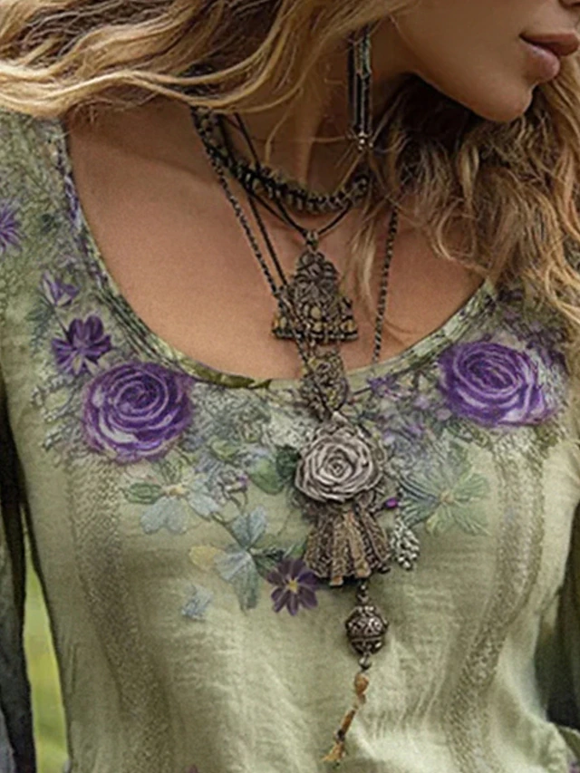 Sienna | Vintage Floral V-Neck Blouse