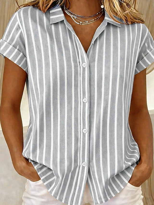 Sylvia | Striped Short-Sleeve Blouse