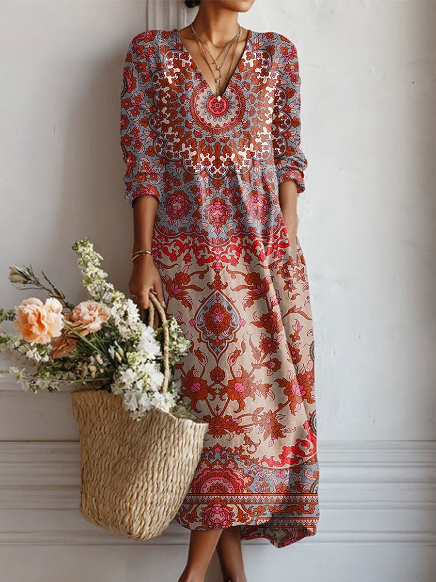 Monica | Comfortable Retro Aztec Dress