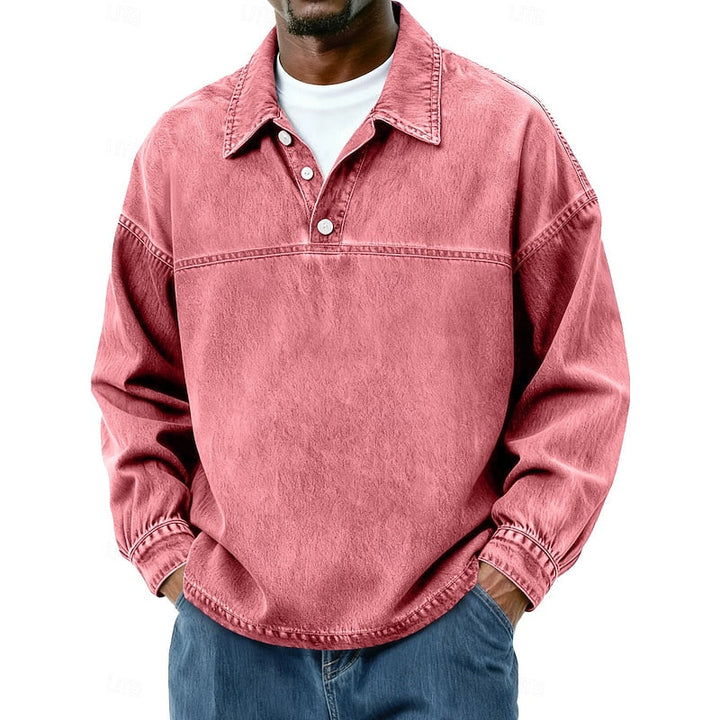 Gabriel | Washed Long Sleeve Polo Shirt
