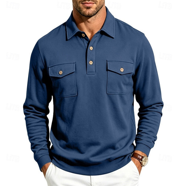 Harold | Refined Long-Sleeve Pocket Polo Shirt