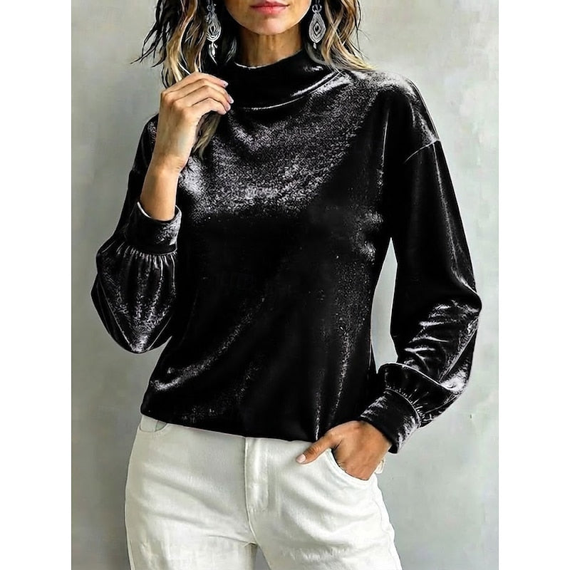 Clarice | Elegant Mock Neck Blouse