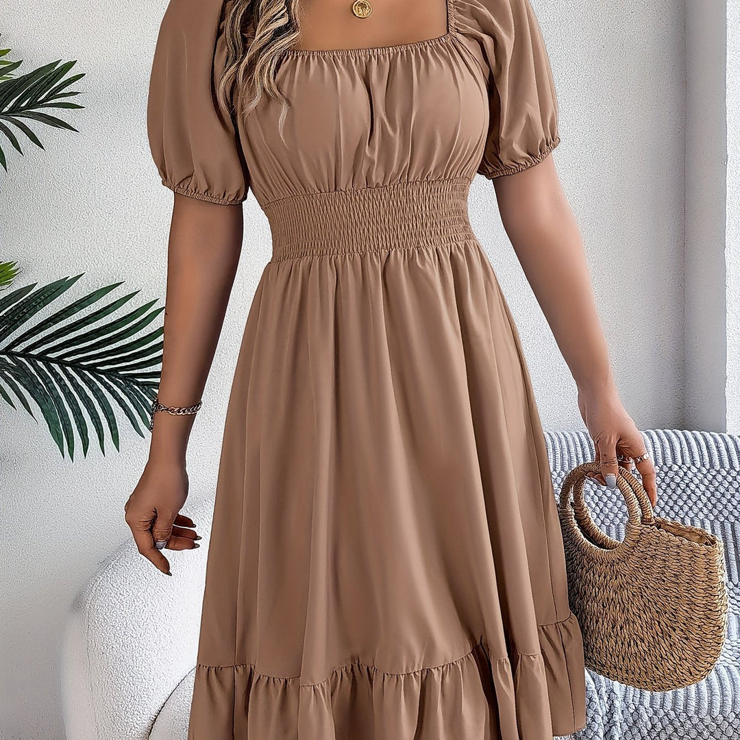 Whitney | Square Neck Ruffled A-Line Dress