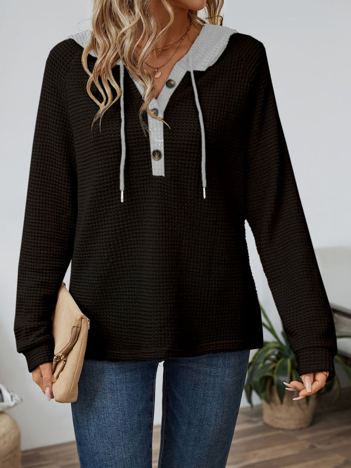 Faye | Relaxed Button-Neck Hoodie
