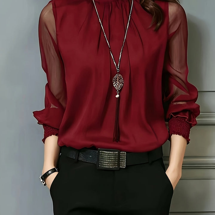 Ophelia | Stand-Collar Long-Sleeve Blouse
