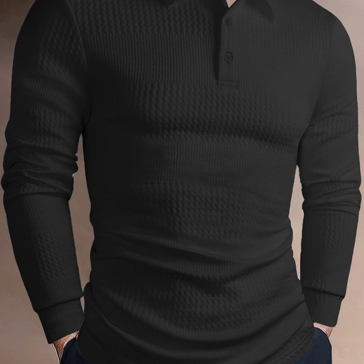 Fletcher | Textured Long-Sleeve Polo Shirt
