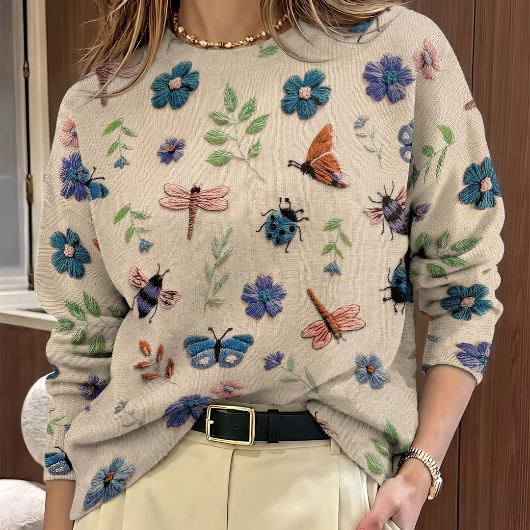 Elsie | Botanical Print Crewneck Jumper