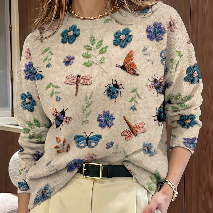 Elsie | Botanical Print Crewneck Jumper