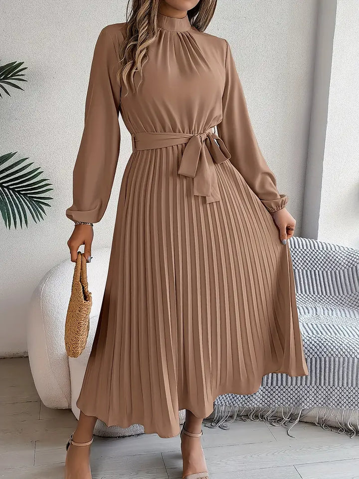 Isabelle | Long-Sleeve Belted Waist Midi Dress