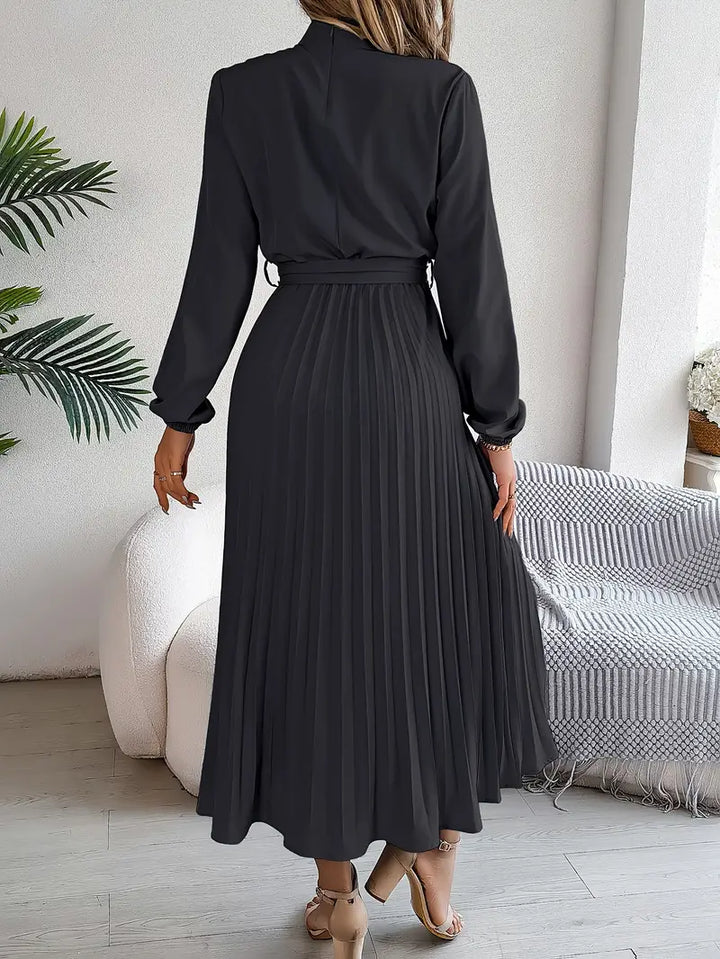 Isabelle | Long-Sleeve Belted Waist Midi Dress