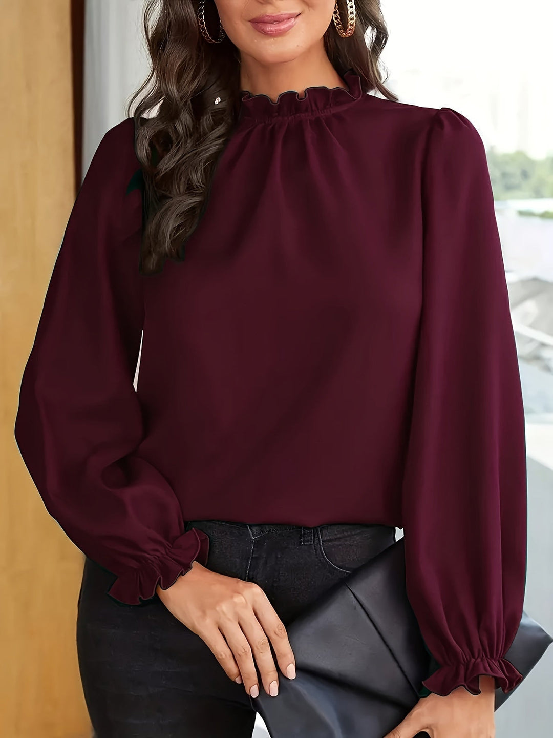 Tamsin | Ruffled High-Neck Puff Sleeve Blouse