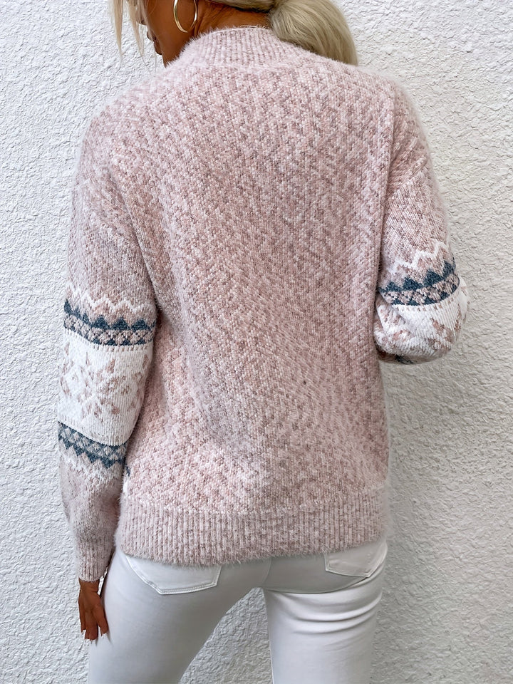 Tamsin | Cozy Snowflake Mock-Neck Jumper