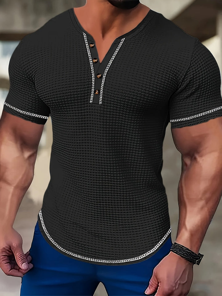 Vaughn | Textured Short Sleeve Henley Shirt