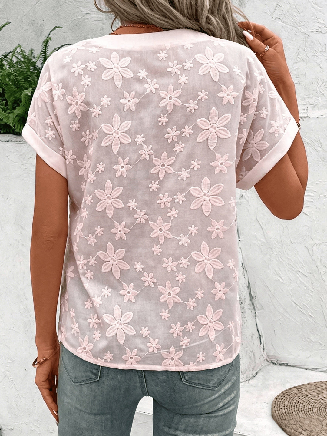 Whitney | Floral Embroidered V-Neck Blouse