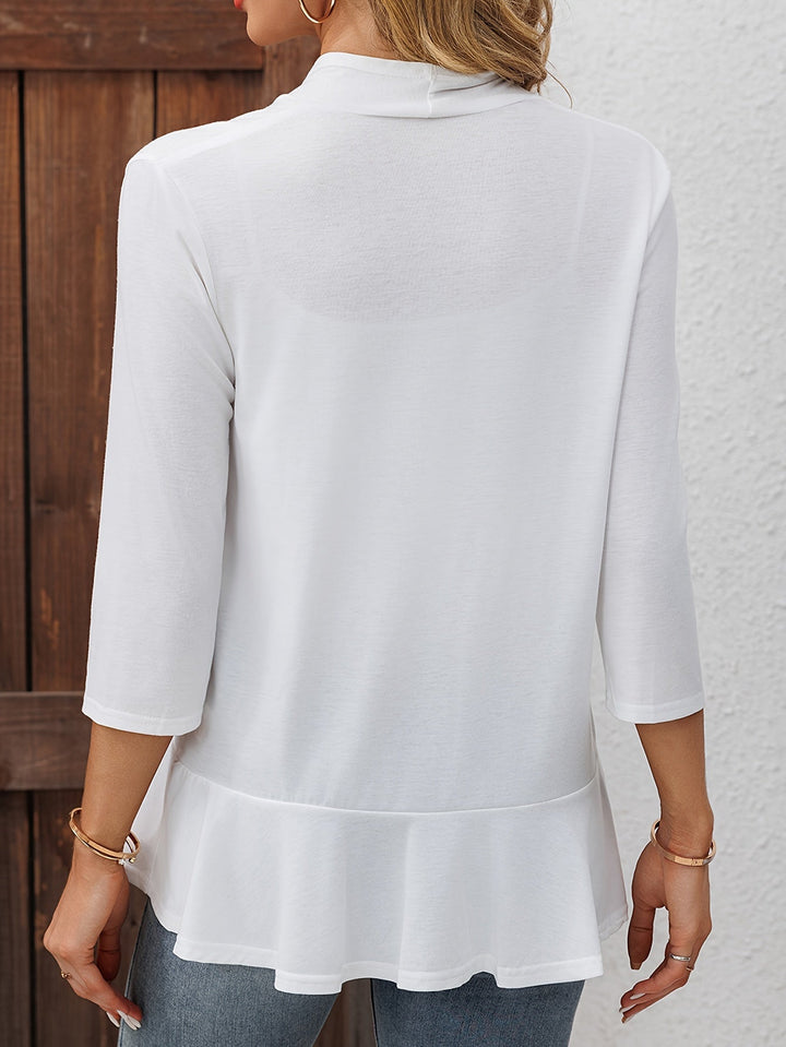 Juniper | Open-Front Ruffle-Hem Cardigan