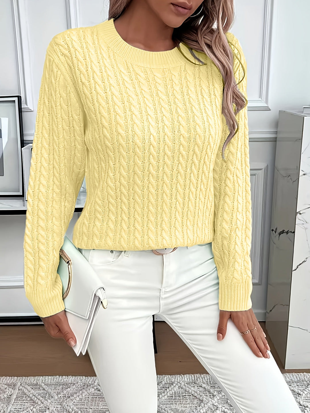 Faye | Cable-Knit Round Neck Jumper