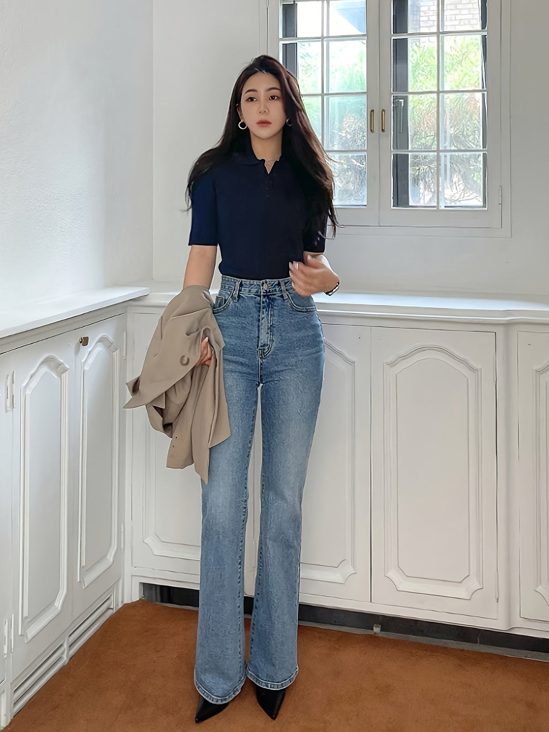 Meredith | Ribbed Collared Top