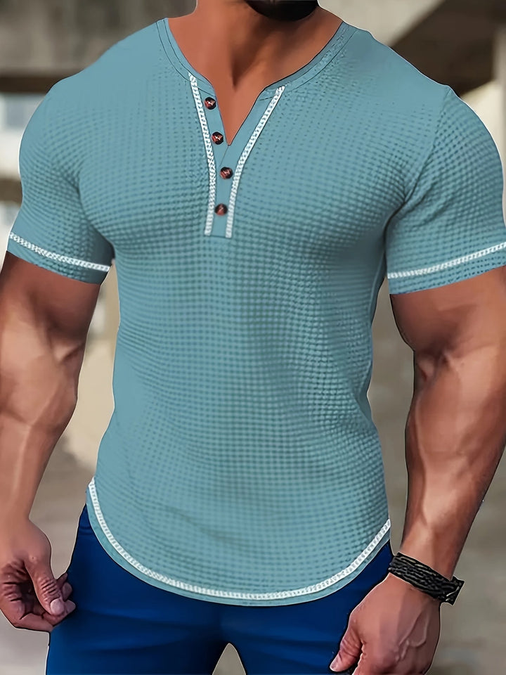 Vaughn | Textured Short Sleeve Henley Shirt