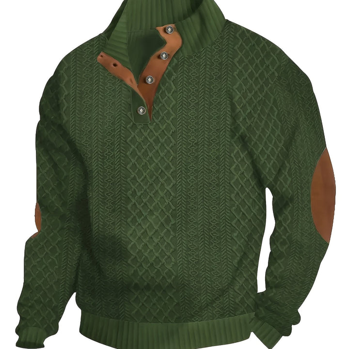 Ronan | Stand Collar Button Henley Jumper