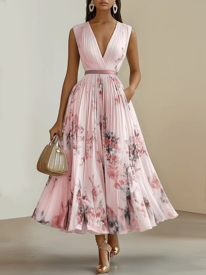Betty | Elegant Sleeveless Long V-Neck Dress