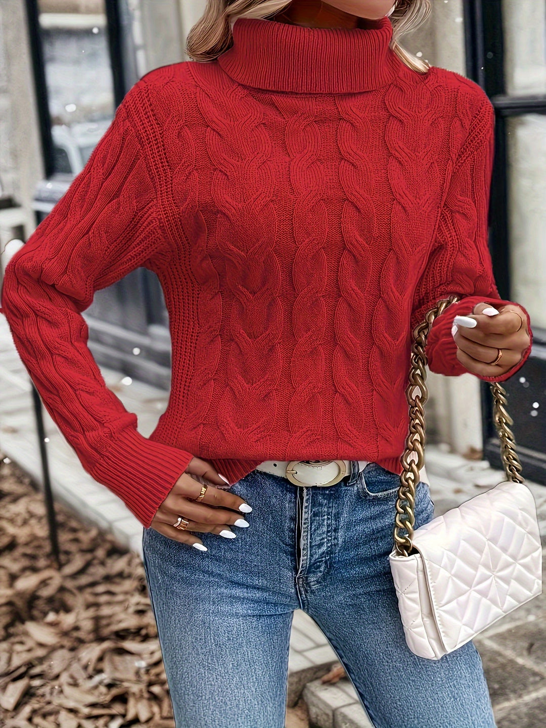 Celeste | Cozy Cable-Knit Turtleneck Jumper