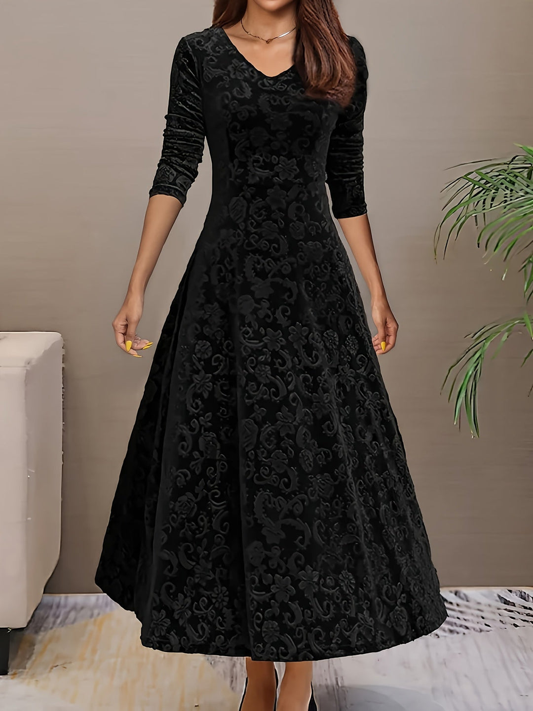 Adeline | Elegant Long-Sleeve Midi Dress