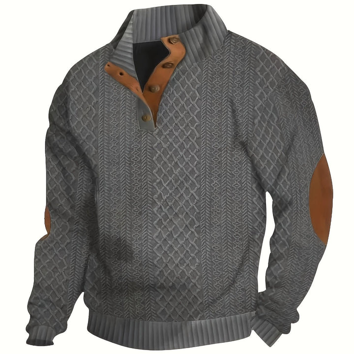 Ronan | Stand Collar Button Henley Jumper