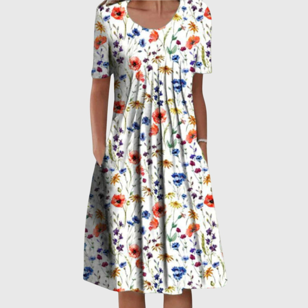 Scarlett | Elegant Round Neck Printed Dress