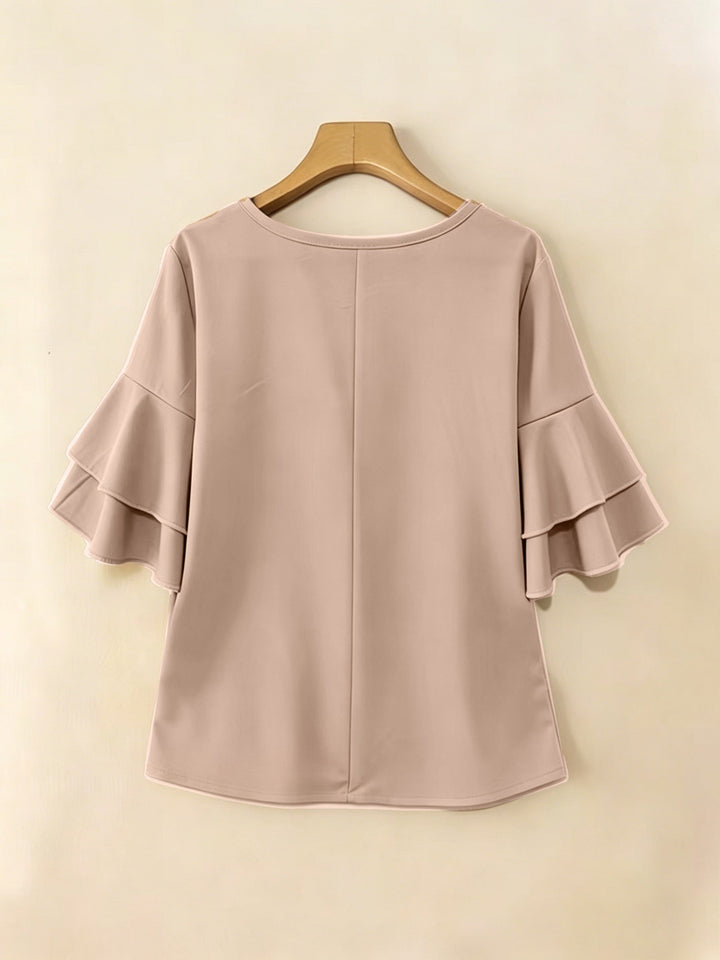 Karen | Flared-Sleeve Pleated Blouse