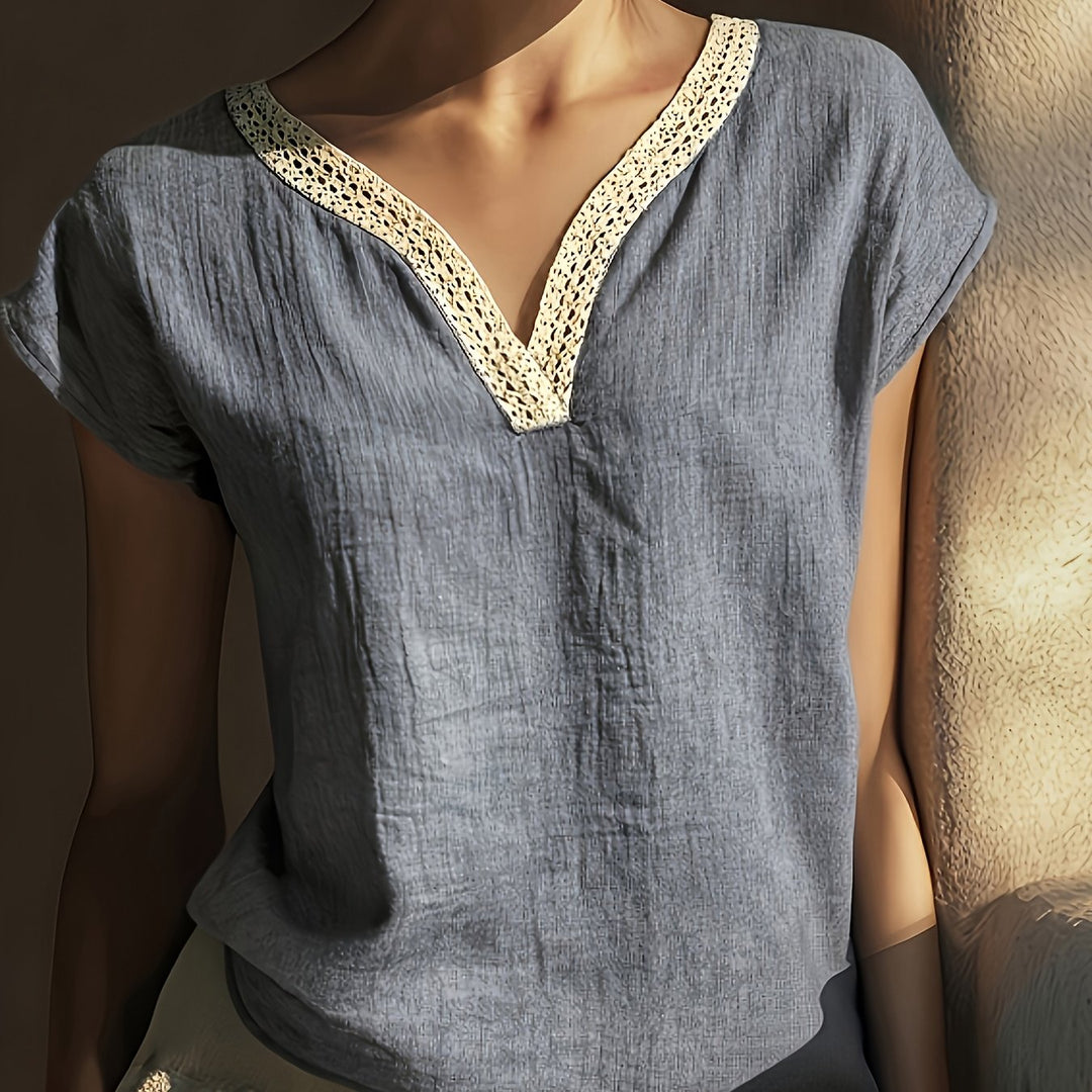 Bonnie | Lace-Trim V-Neck Top