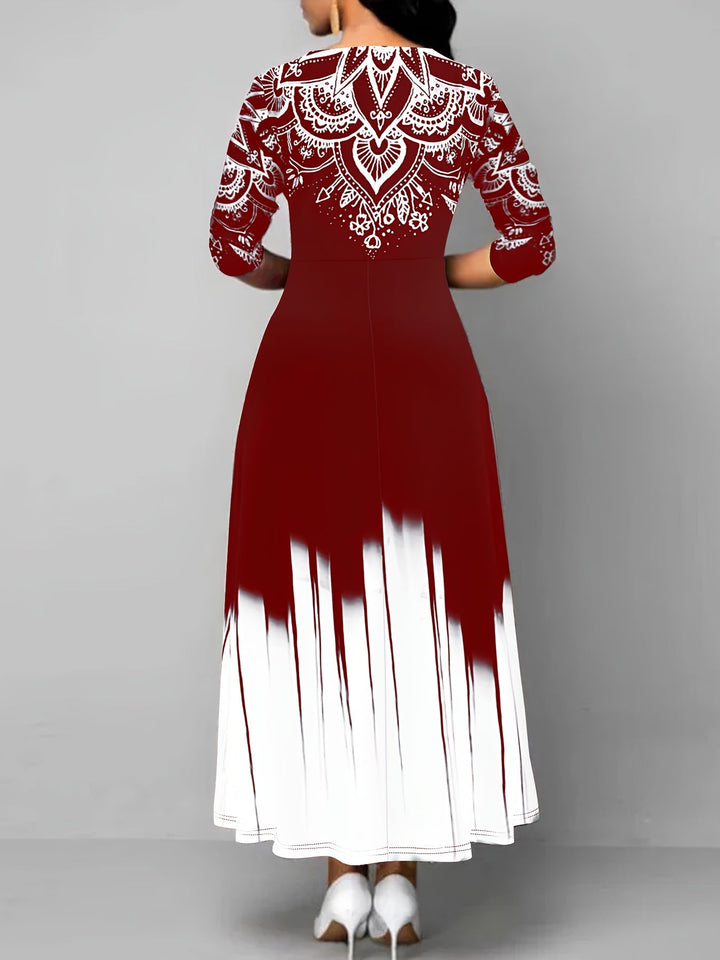 Nadia | Ornate Print Flared Maxi Dress