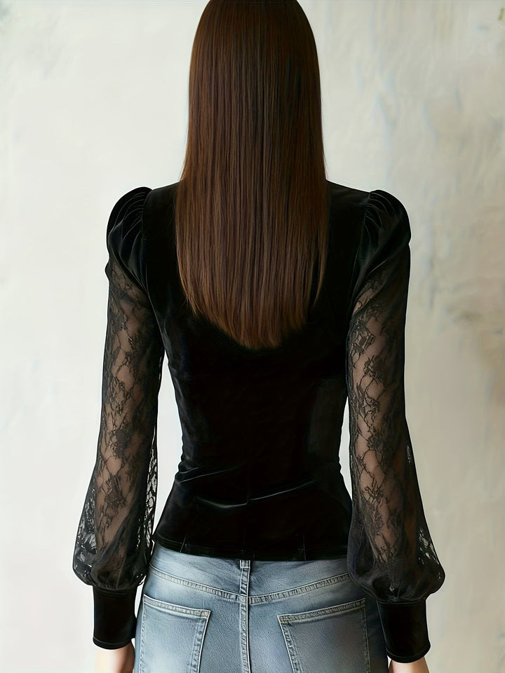 Eliana | Sculpted Sheer-Sleeve Blouse
