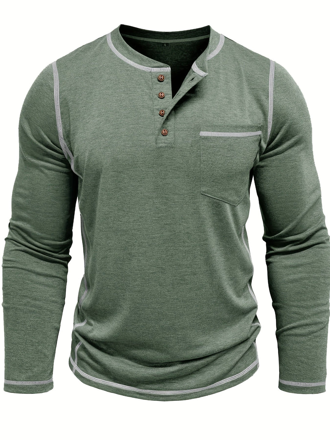 Reuben | Contrast-Stitch Long Sleeve Henley