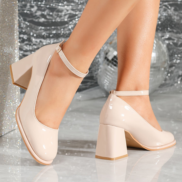 Celeste | Classic Shiny Patent Strap Heels