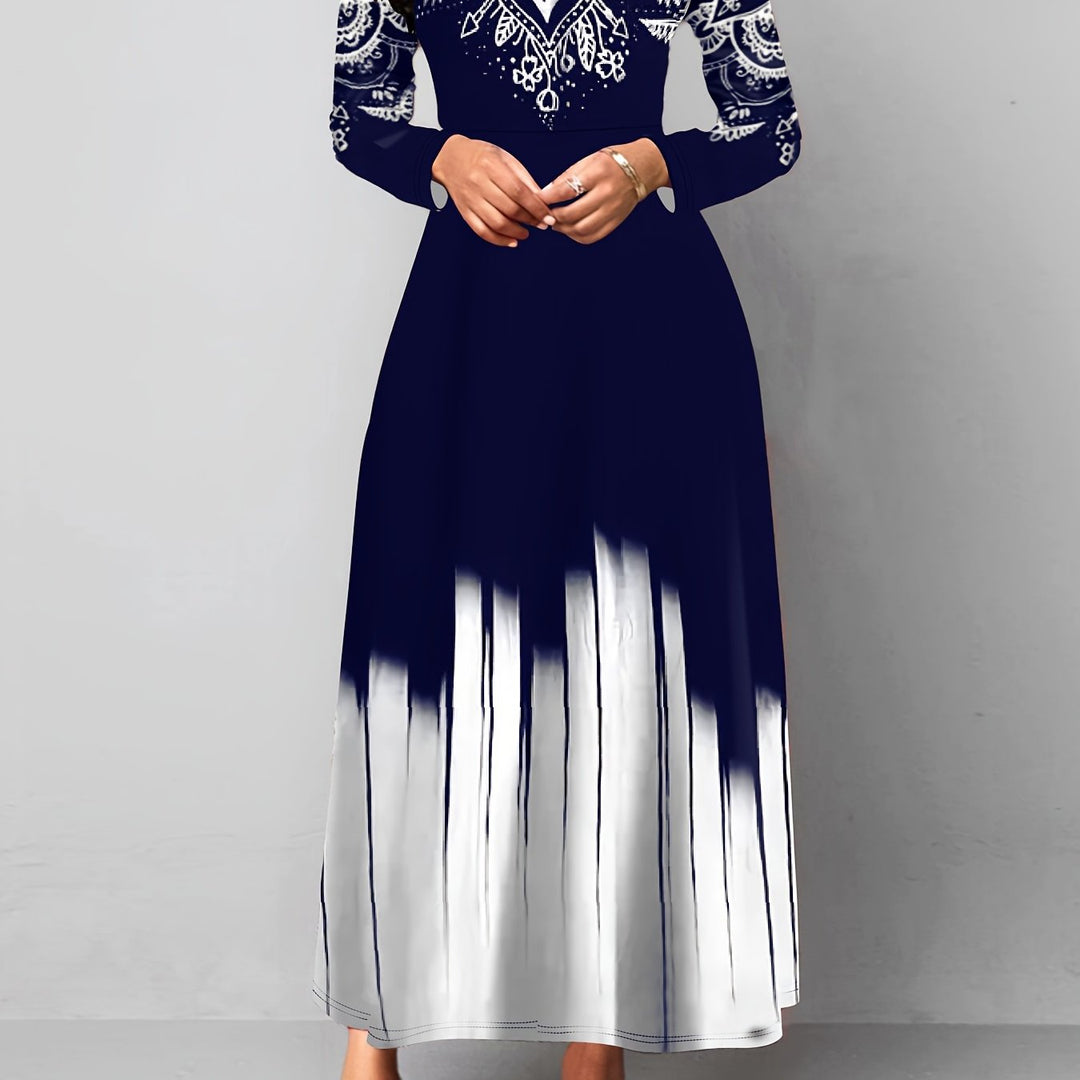 Nadia | Ornate Print Flared Maxi Dress
