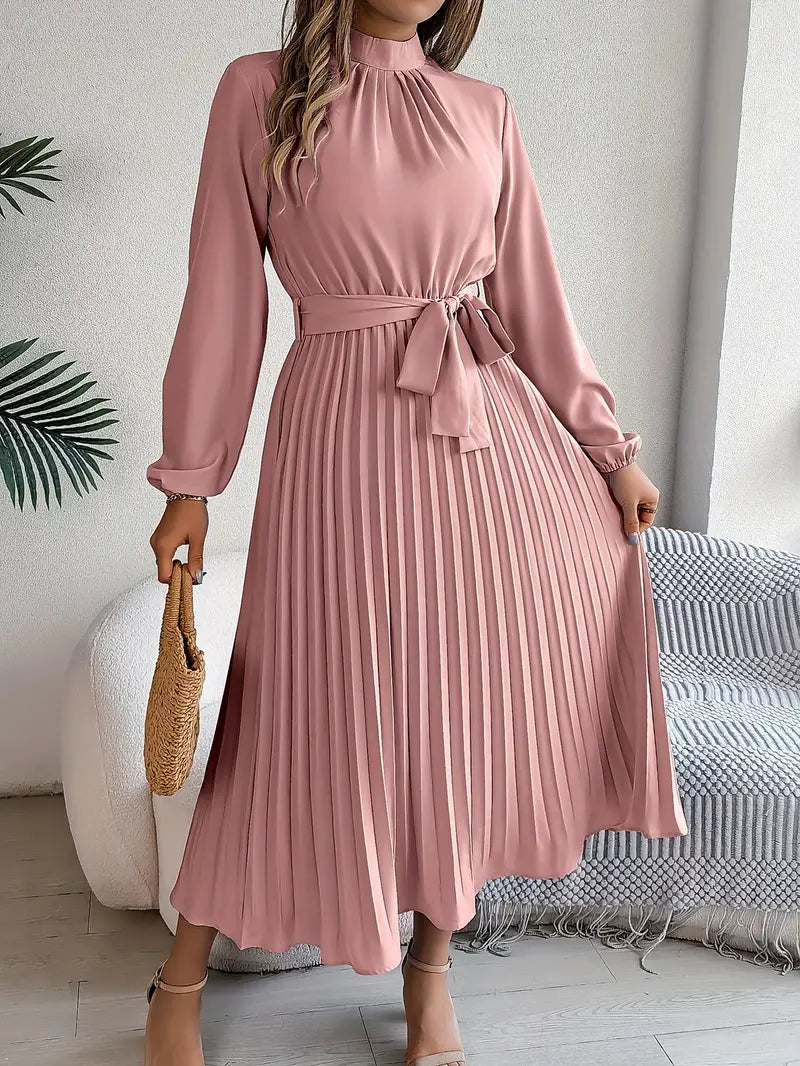 Isabelle | Long-Sleeve Belted Waist Midi Dress