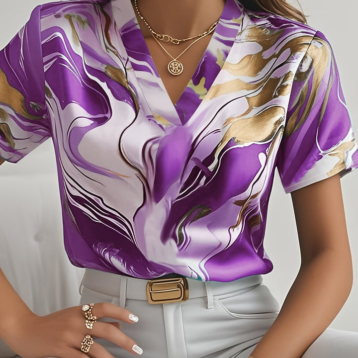 Joanna | Artful Swirl-Print Blouse