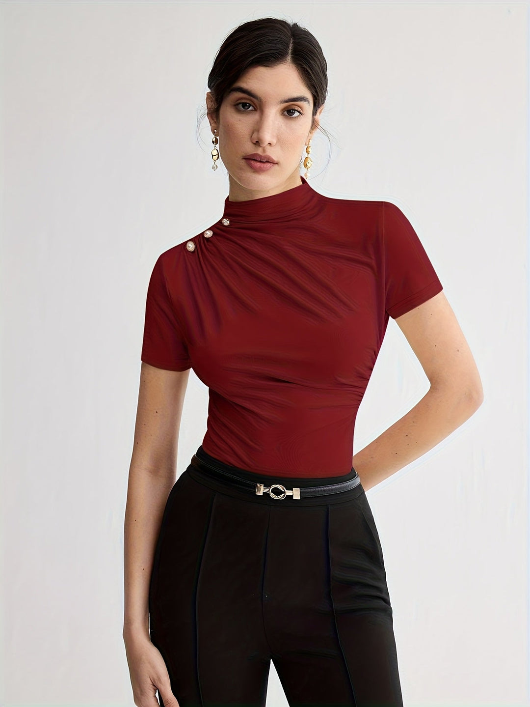 Sienna | Mock Neck Short-Sleeve Top