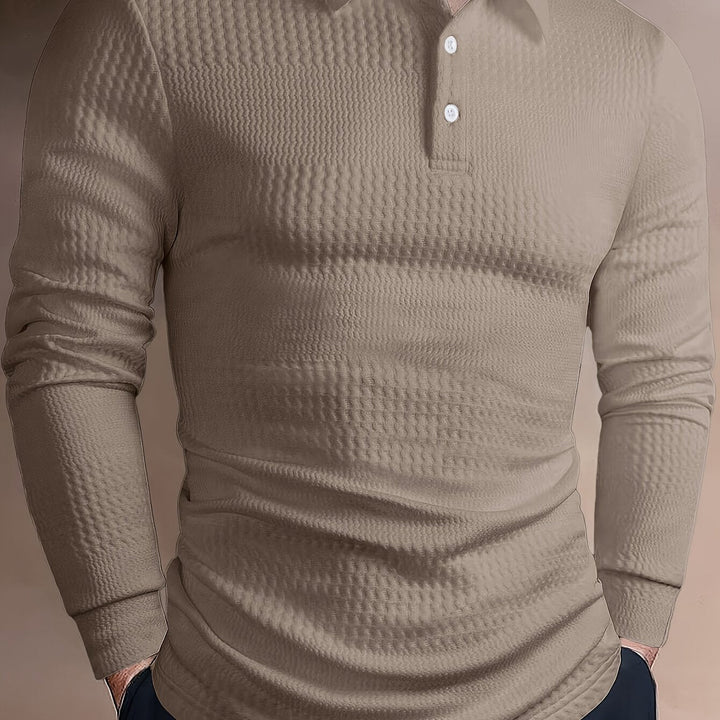 Fletcher | Textured Long-Sleeve Polo Shirt