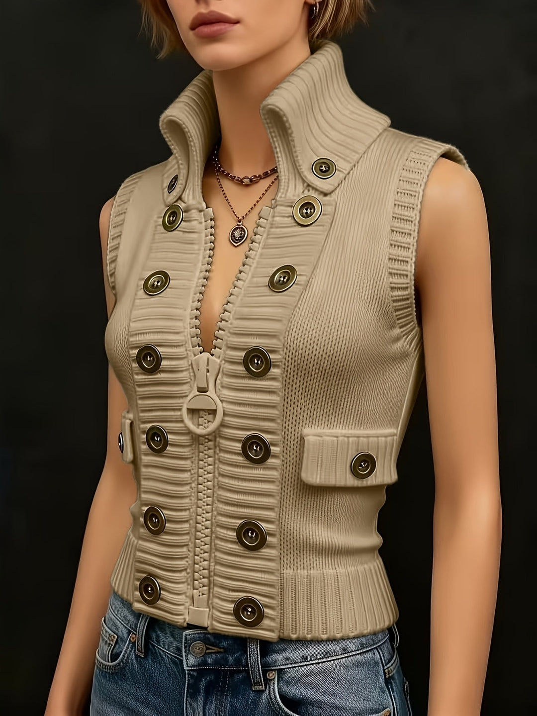 Tessa | High-Collar Zip Vest