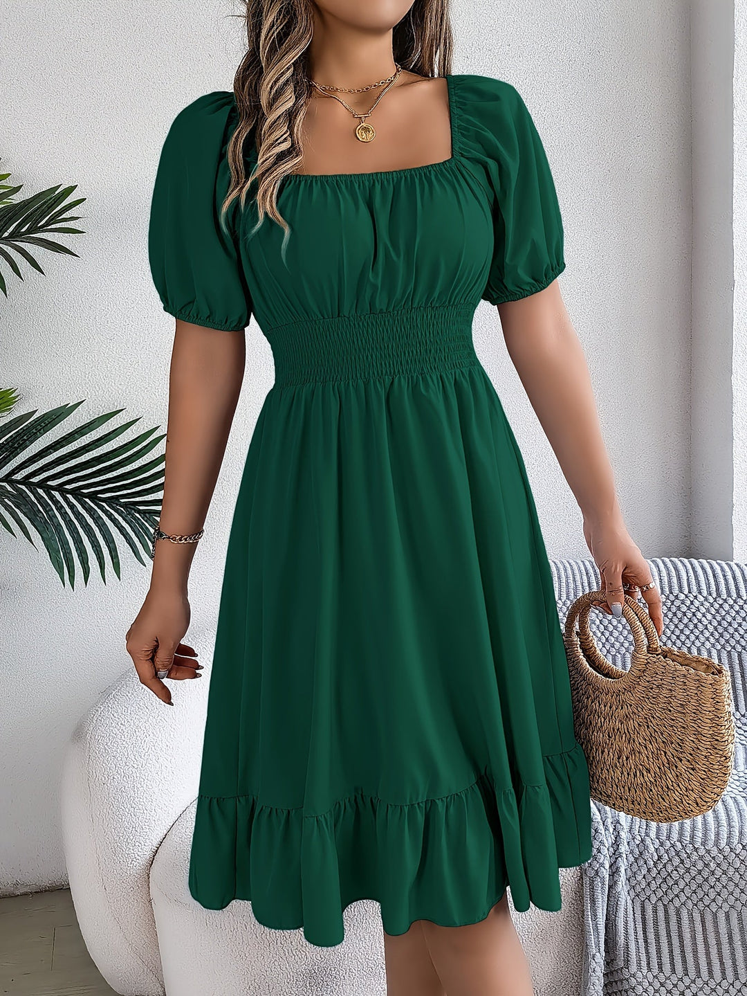 Whitney | Square Neck Ruffled A-Line Dress
