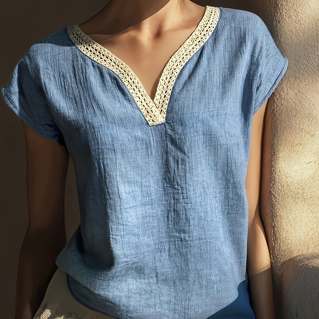 Bonnie | Lace-Trim V-Neck Top