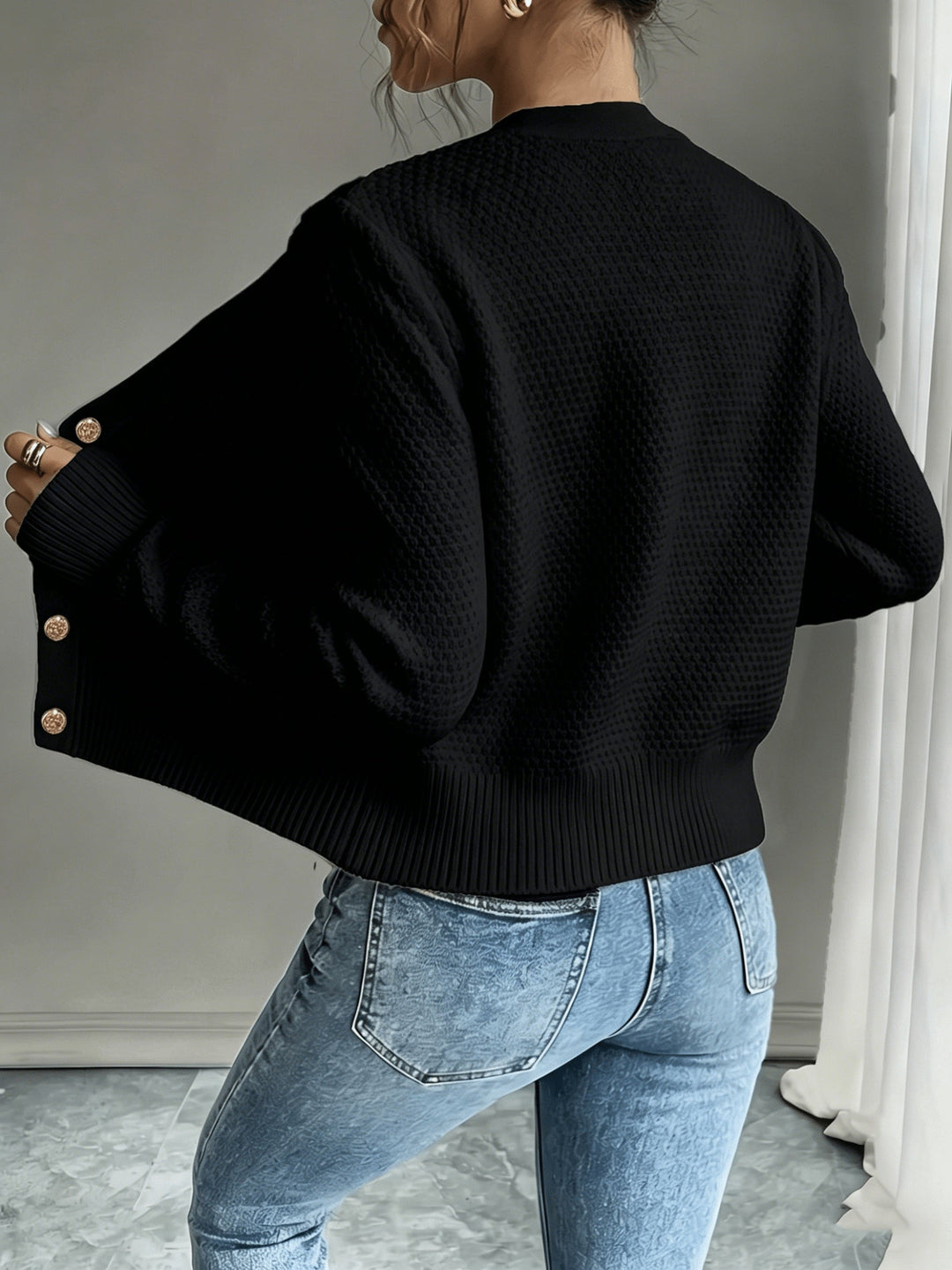 Eleanora | Cable-Knit Button-Front Cardigan