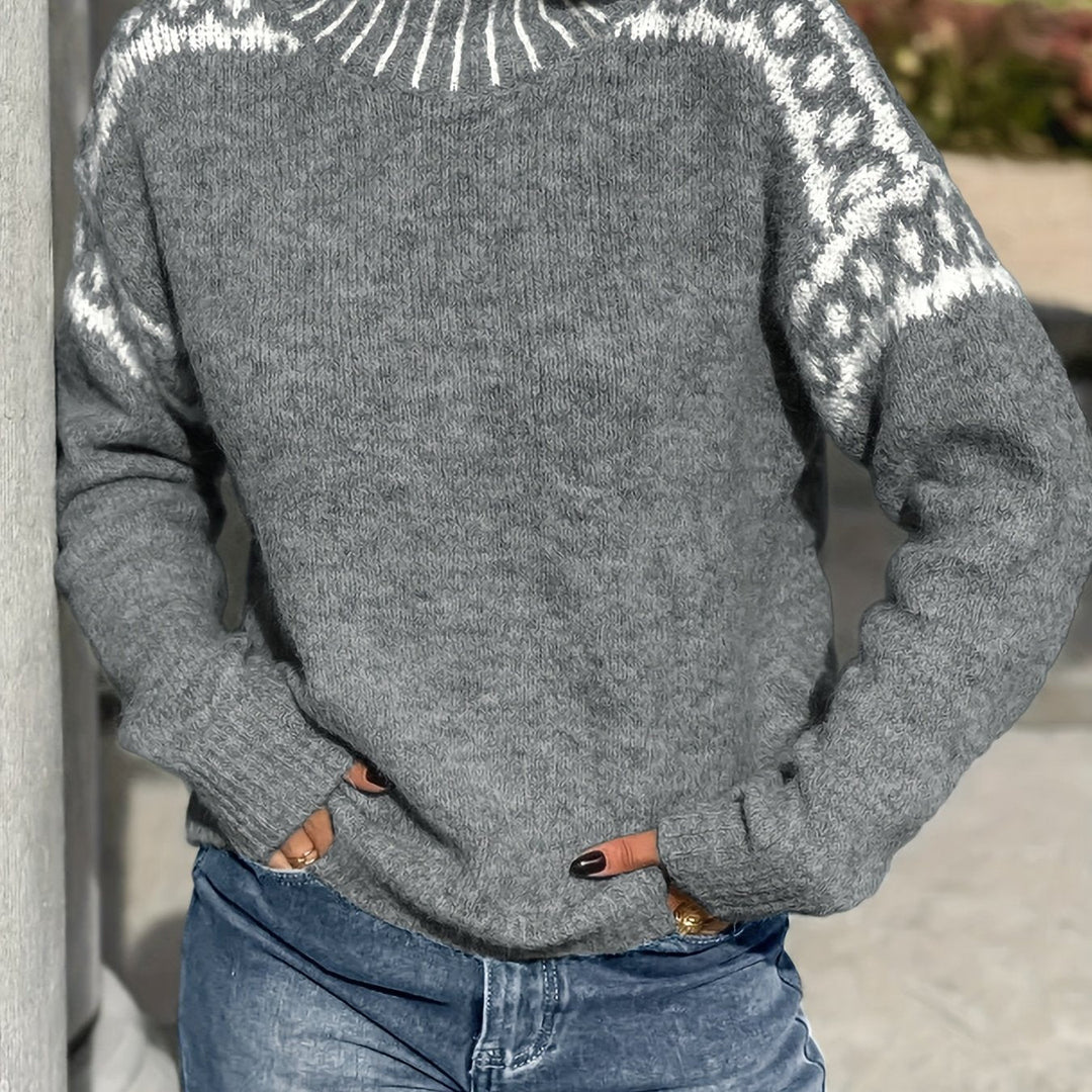 Corinna | Contrast-Trim Mock-Neck Jumper