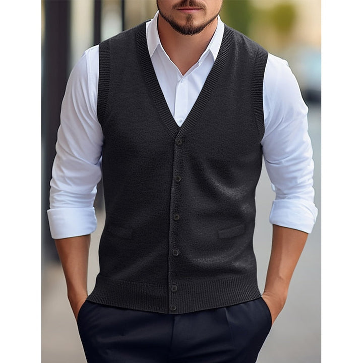 Leonard | Buttoned V-Neck Jumper Vest